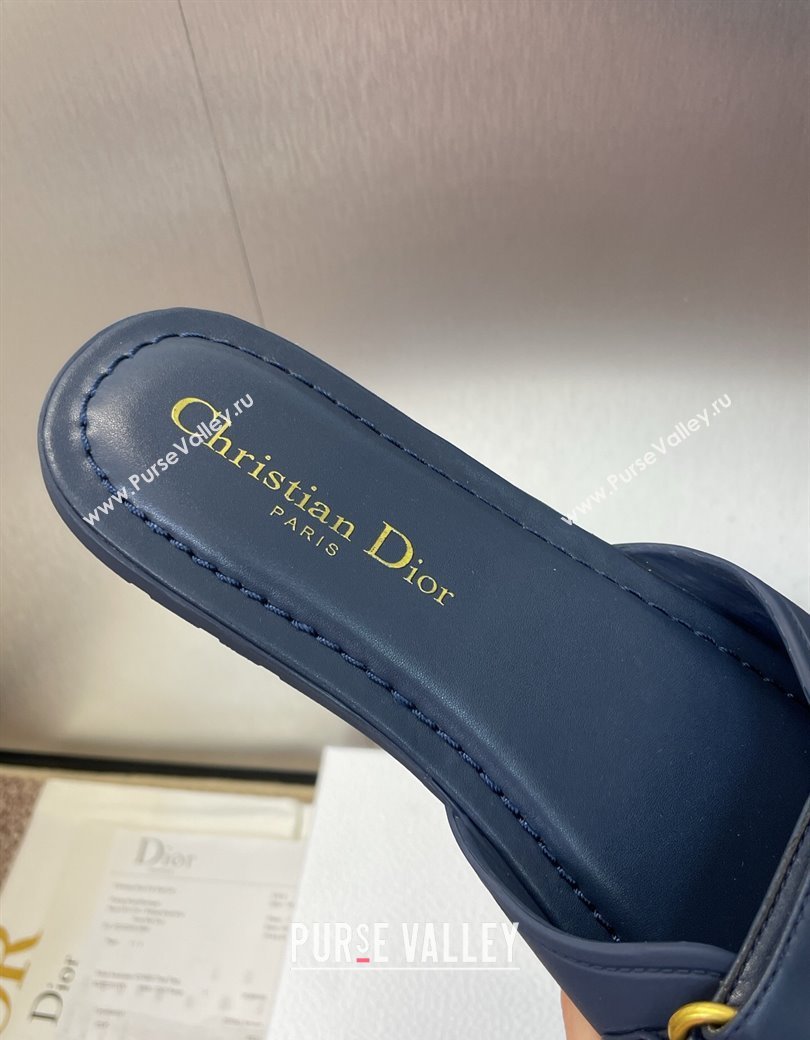 Dior Dioriviera Dioract Flat Slides Sandal in Lambskin and Rubber Deep Blue 2025 (JC-250822038)