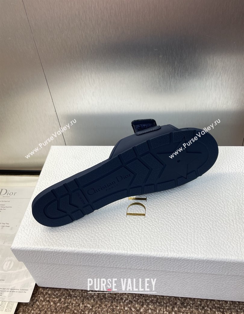 Dior Dioriviera Dioract Flat Slides Sandal in Lambskin and Rubber Deep Blue 2025 (JC-250822038)