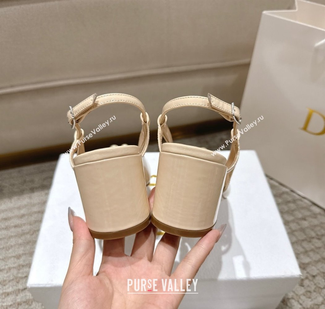 Dior Patent Calfskin Slingback Pumps 5.5cm with Pearls Nude 2025 DR082201 (MD-250822042)