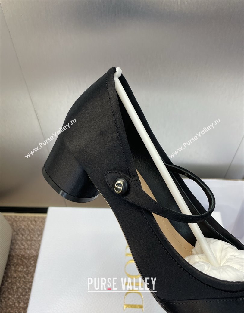 Dior Lovely-D Mary Janes Pumps in Satin with Bow Black 2025 (JC-250822001)