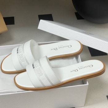 Dior Dway Flat Slides Sandal in Grained Calfskin Leather White 2025 S03W (MD-250822065)