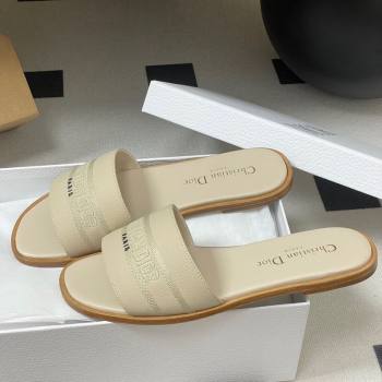 Dior Dway Flat Slides Sandal in Grained Calfskin Leather Light Beige 2025 S03W (MD-250822067)