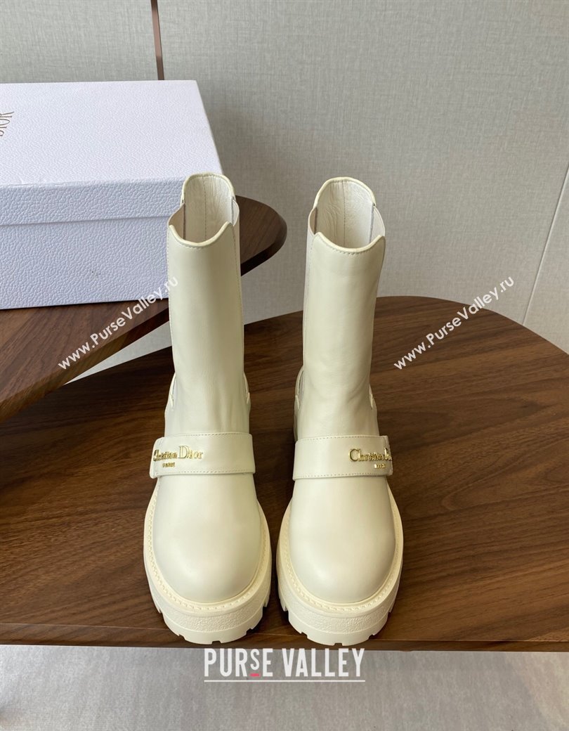 Dior D-Quest Ankle Boots in Calfskin Leather White 2025 0822 (KL-250822056)