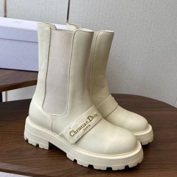 Dior D-Quest Ankle Boots in Calfskin Leather White 2025 0822 (KL-250822056)