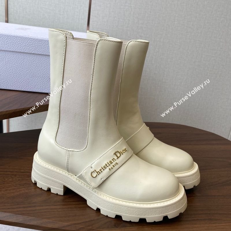 Dior D-Quest Ankle Boots in Calfskin Leather White 2025 0822 (KL-250822056)