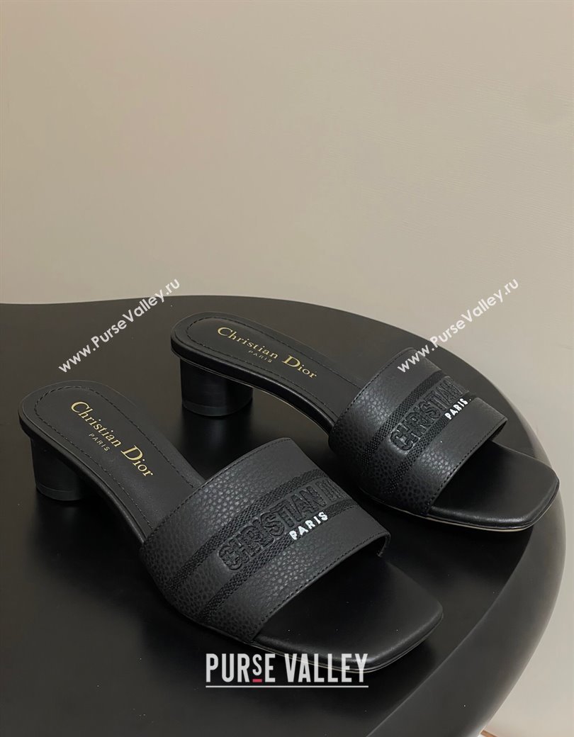 Dior Dway Heel Slides Sandal 4cm in Grained Calfskin Leather Black 2025 S03W (MD-250822072)