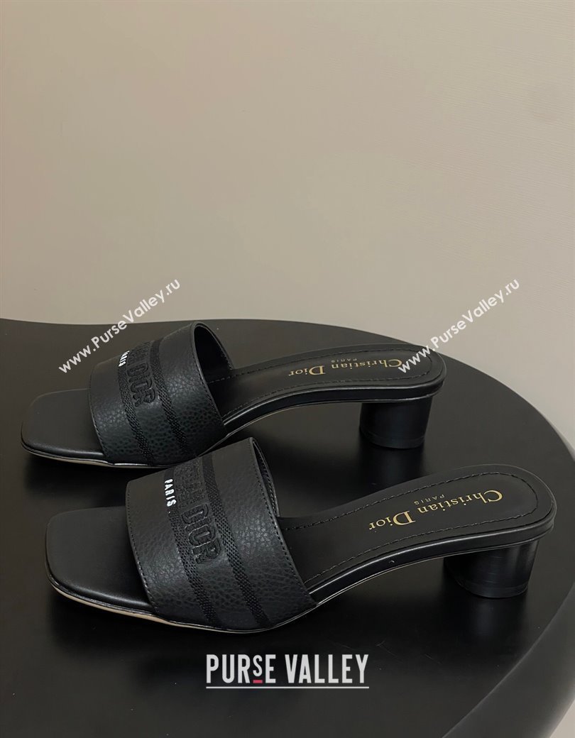 Dior Dway Heel Slides Sandal 4cm in Grained Calfskin Leather Black 2025 S03W (MD-250822072)