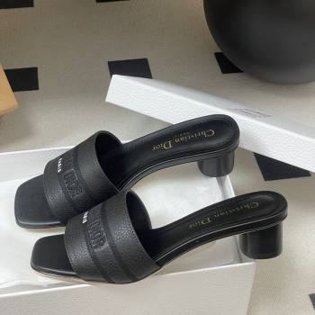 Dior Dway Heel Slides Sandal 4cm in Grained Calfskin Leather Black 2025 S03W (MD-250822072)