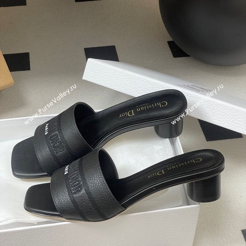 Dior Dway Heel Slides Sandal 4cm in Grained Calfskin Leather Black 2025 S03W (MD-250822072)