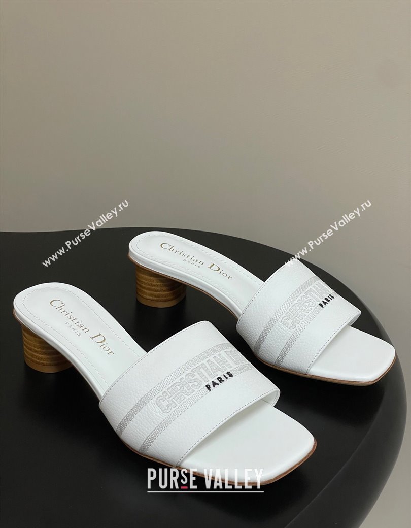 Dior Dway Heel Slides Sandal 4cm in Grained Calfskin Leather White 2025 S03W (MD-250822073)