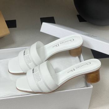 Dior Dway Heel Slides Sandal 4cm in Grained Calfskin Leather White 2025 S03W (MD-250822073)