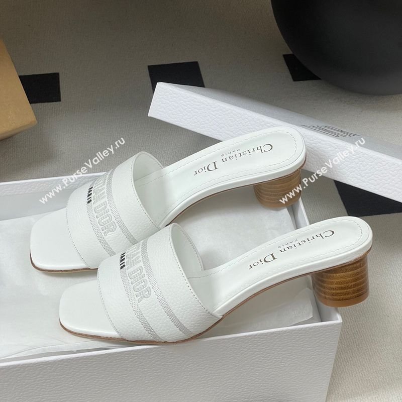 Dior Dway Heel Slides Sandal 4cm in Grained Calfskin Leather White 2025 S03W (MD-250822073)