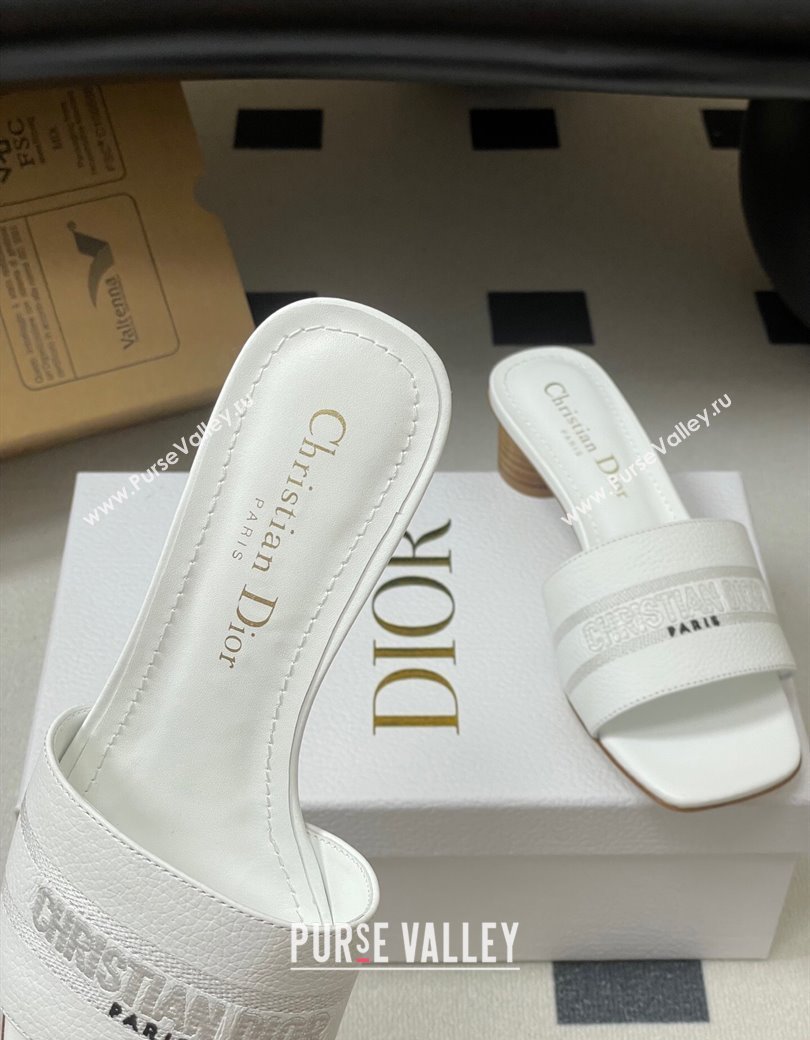Dior Dway Heel Slides Sandal 4cm in Grained Calfskin Leather White 2025 S03W (MD-250822073)