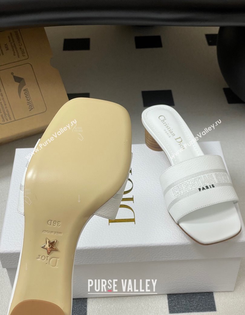Dior Dway Heel Slides Sandal 4cm in Grained Calfskin Leather White 2025 S03W (MD-250822073)
