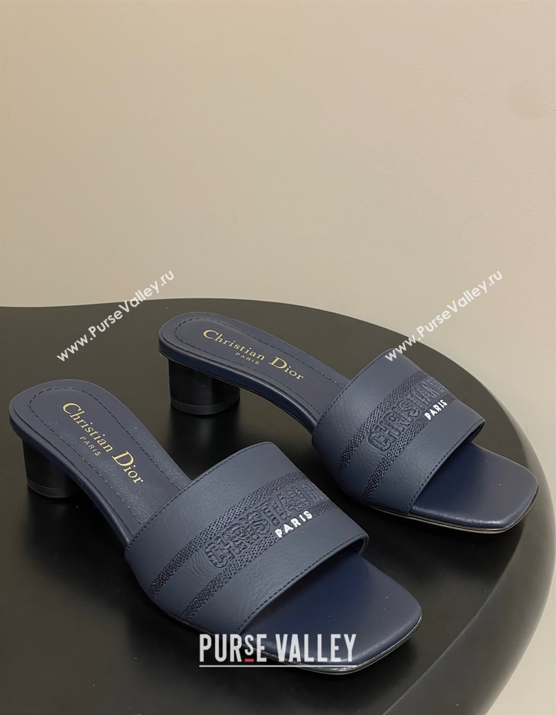 Dior Dway Heel Slides Sandal 4cm in Grained Calfskin Leather Deep Blue 2025 S03W (MD-250822074)