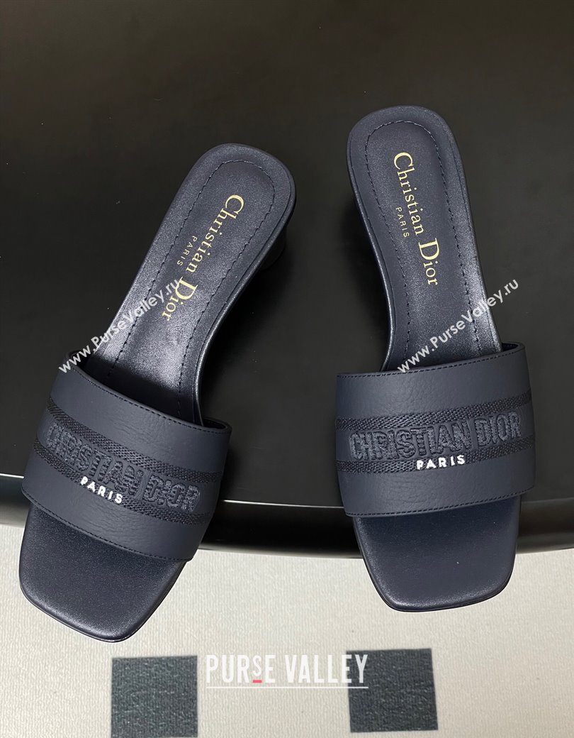 Dior Dway Heel Slides Sandal 4cm in Grained Calfskin Leather Deep Blue 2025 S03W (MD-250822074)