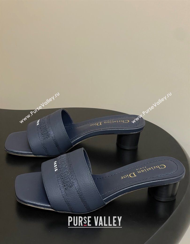 Dior Dway Heel Slides Sandal 4cm in Grained Calfskin Leather Deep Blue 2025 S03W (MD-250822074)