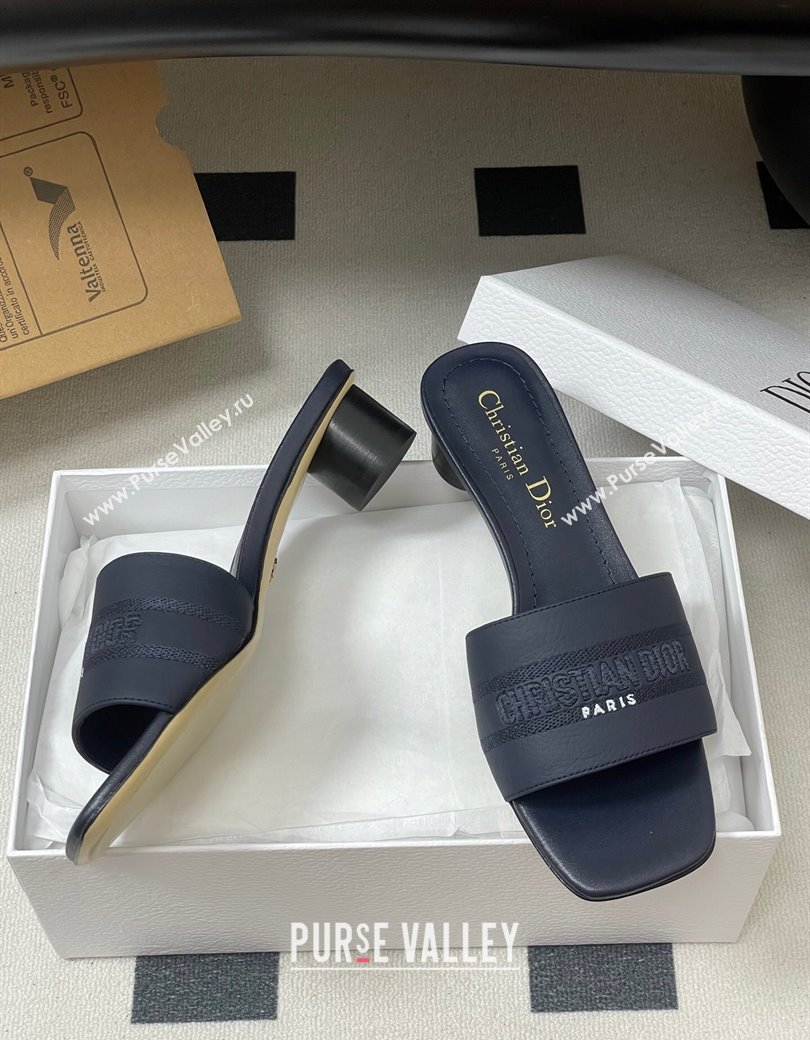 Dior Dway Heel Slides Sandal 4cm in Grained Calfskin Leather Deep Blue 2025 S03W (MD-250822074)