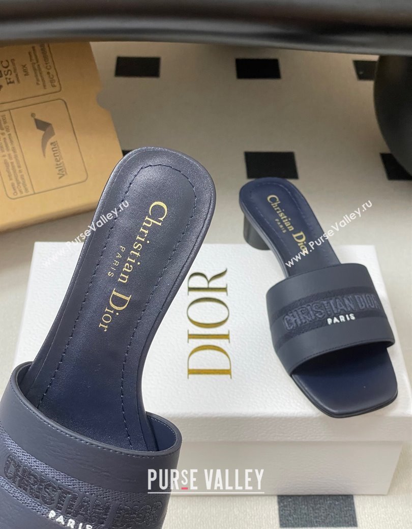 Dior Dway Heel Slides Sandal 4cm in Grained Calfskin Leather Deep Blue 2025 S03W (MD-250822074)