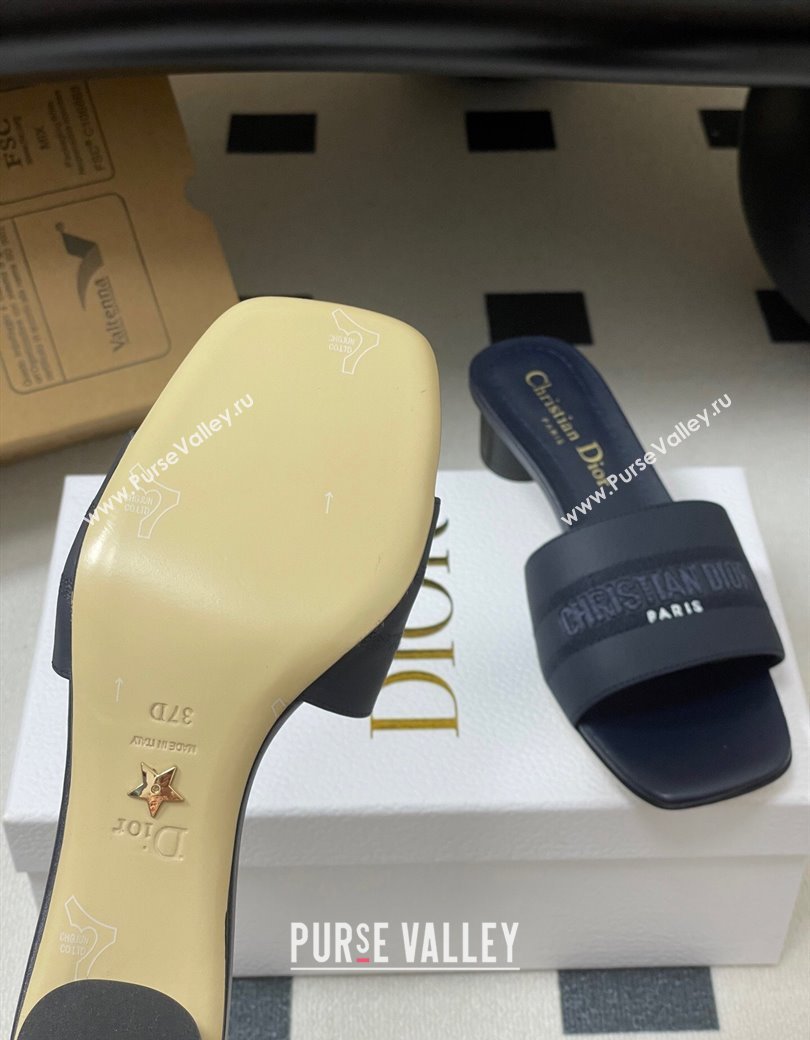 Dior Dway Heel Slides Sandal 4cm in Grained Calfskin Leather Deep Blue 2025 S03W (MD-250822074)