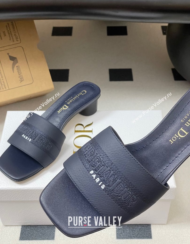 Dior Dway Heel Slides Sandal 4cm in Grained Calfskin Leather Deep Blue 2025 S03W (MD-250822074)