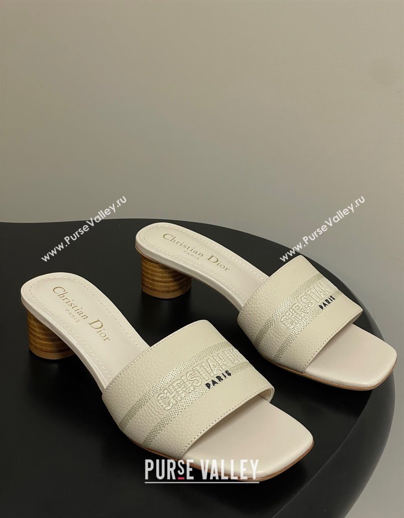 Dior Dway Heel Slides Sandal 4cm in Grained Calfskin Leather Light Blue 2025 S03W (MD-250822075)