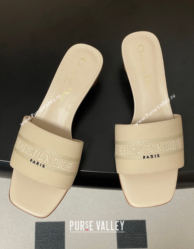 Dior Dway Heel Slides Sandal 4cm in Grained Calfskin Leather Light Blue 2025 S03W (MD-250822075)
