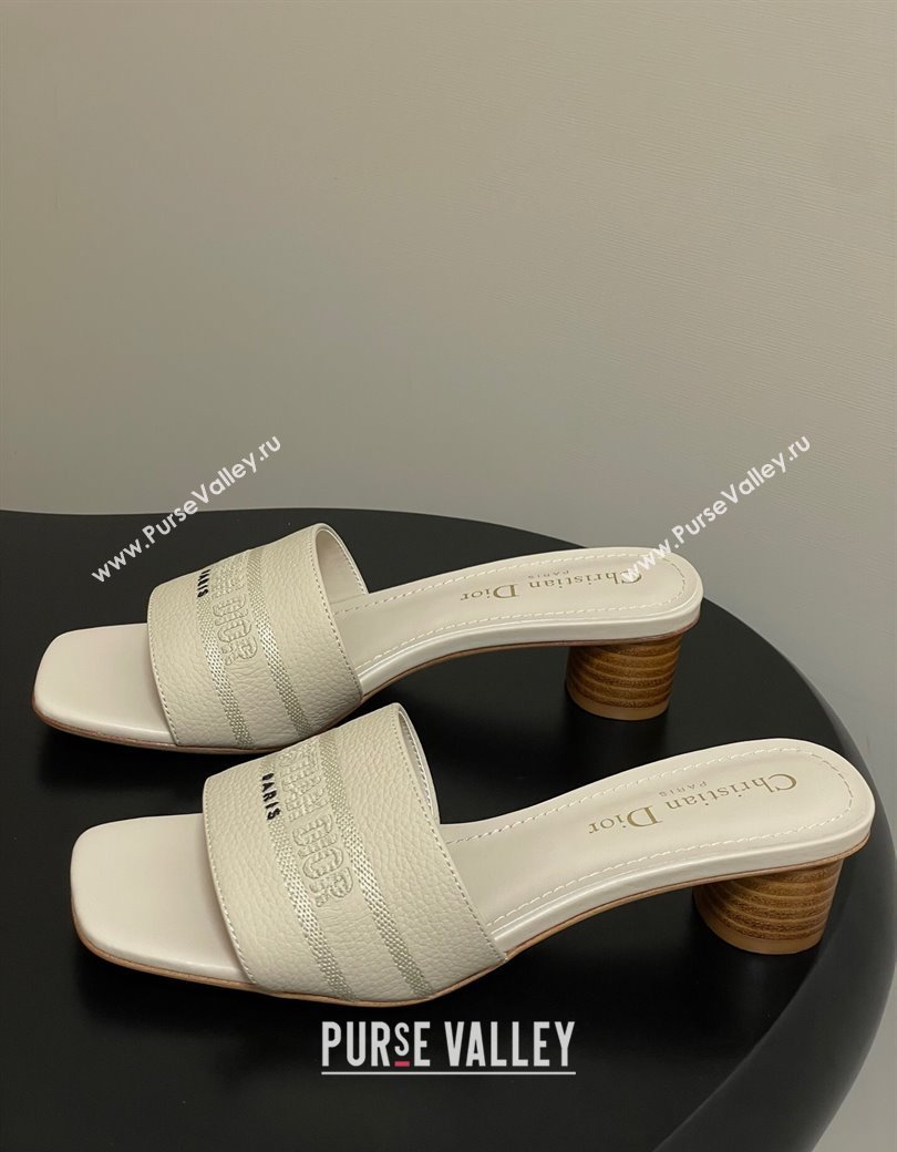 Dior Dway Heel Slides Sandal 4cm in Grained Calfskin Leather Light Blue 2025 S03W (MD-250822075)