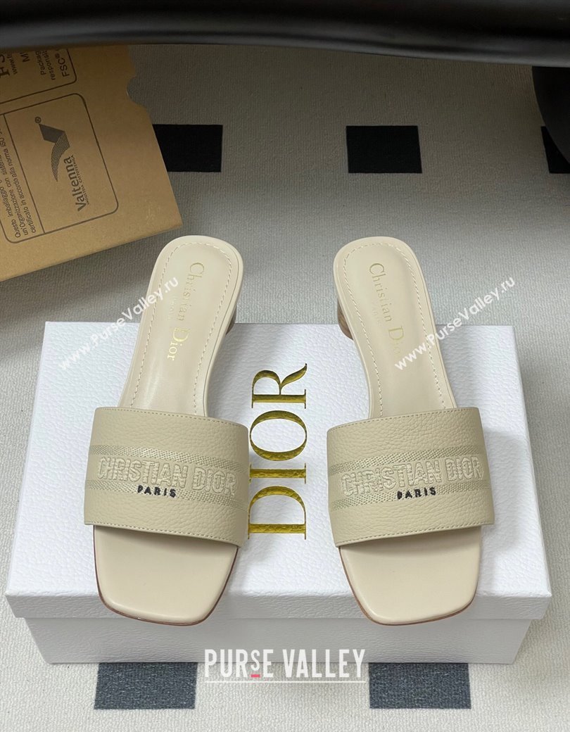 Dior Dway Heel Slides Sandal 4cm in Grained Calfskin Leather Light Blue 2025 S03W (MD-250822075)
