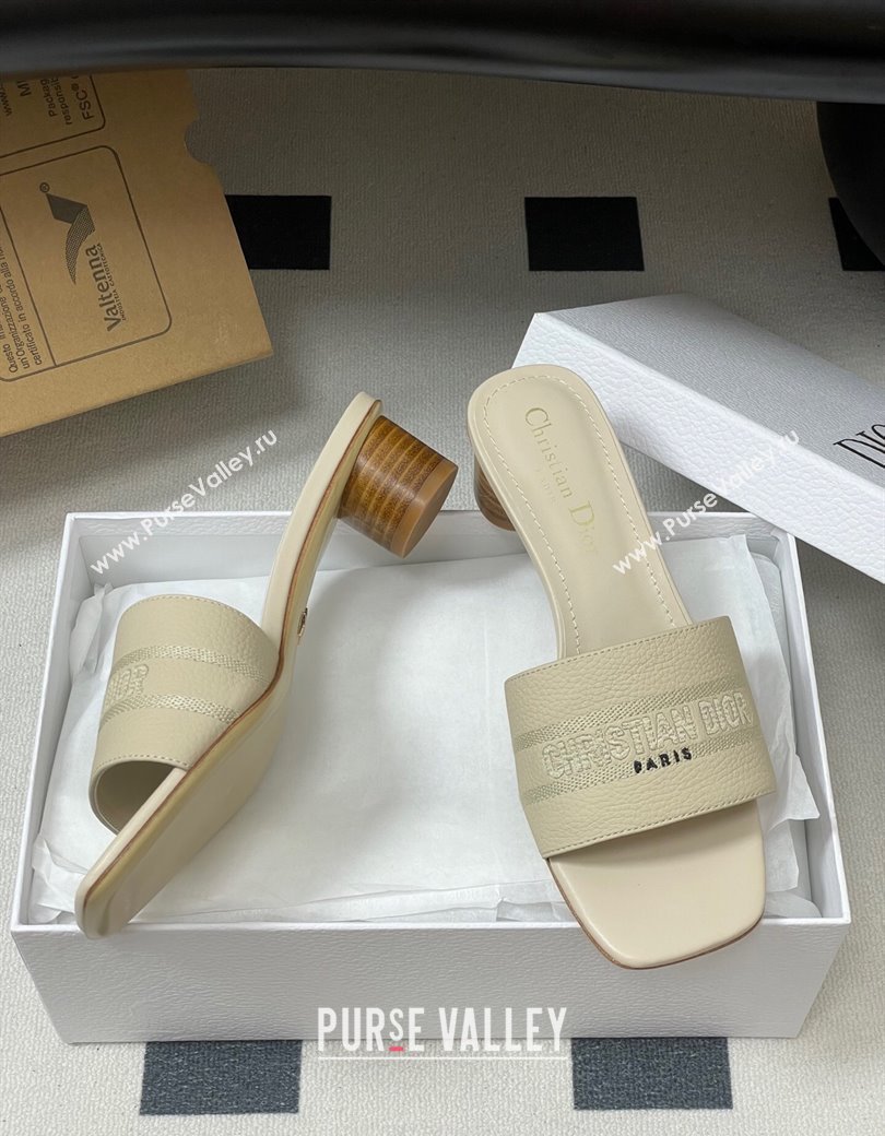 Dior Dway Heel Slides Sandal 4cm in Grained Calfskin Leather Light Blue 2025 S03W (MD-250822075)