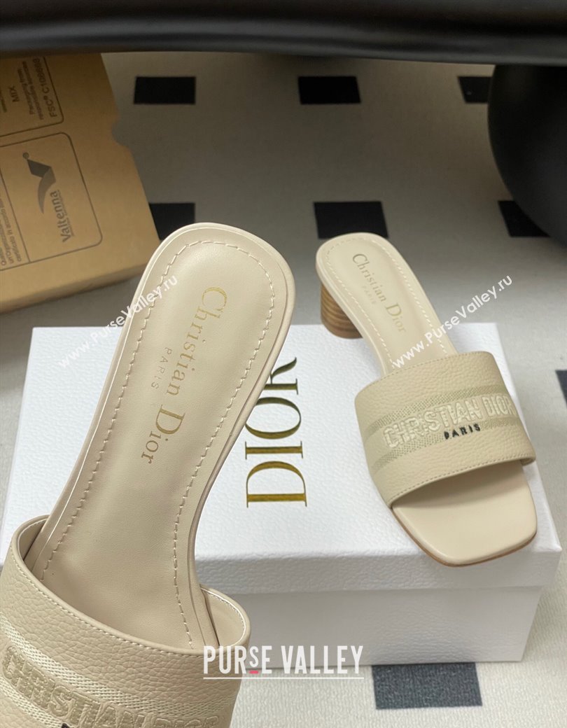 Dior Dway Heel Slides Sandal 4cm in Grained Calfskin Leather Light Blue 2025 S03W (MD-250822075)