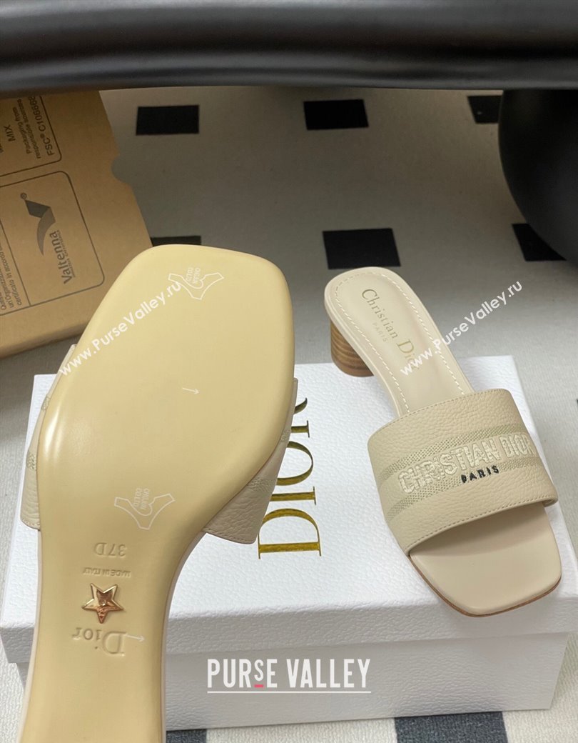 Dior Dway Heel Slides Sandal 4cm in Grained Calfskin Leather Light Blue 2025 S03W (MD-250822075)