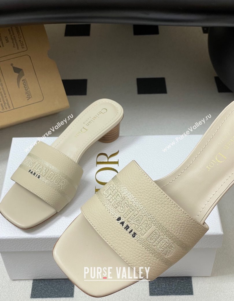 Dior Dway Heel Slides Sandal 4cm in Grained Calfskin Leather Light Blue 2025 S03W (MD-250822075)