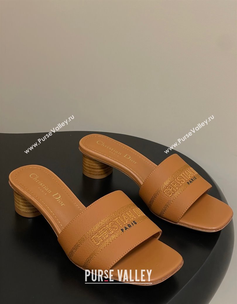 Dior Dway Heel Slides Sandal 4cm in Grained Calfskin Leather Brown 2025 S03W (MD-250822076)