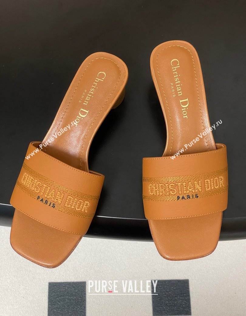 Dior Dway Heel Slides Sandal 4cm in Grained Calfskin Leather Brown 2025 S03W (MD-250822076)