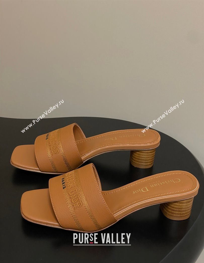 Dior Dway Heel Slides Sandal 4cm in Grained Calfskin Leather Brown 2025 S03W (MD-250822076)
