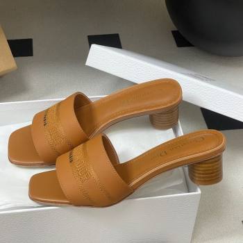 Dior Dway Heel Slides Sandal 4cm in Grained Calfskin Leather Brown 2025 S03W (MD-250822076)