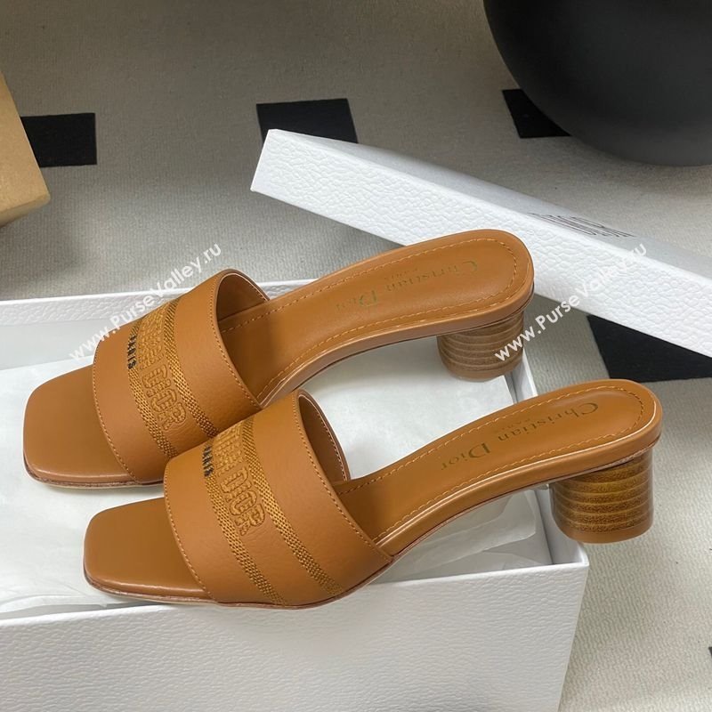 Dior Dway Heel Slides Sandal 4cm in Grained Calfskin Leather Brown 2025 S03W (MD-250822076)