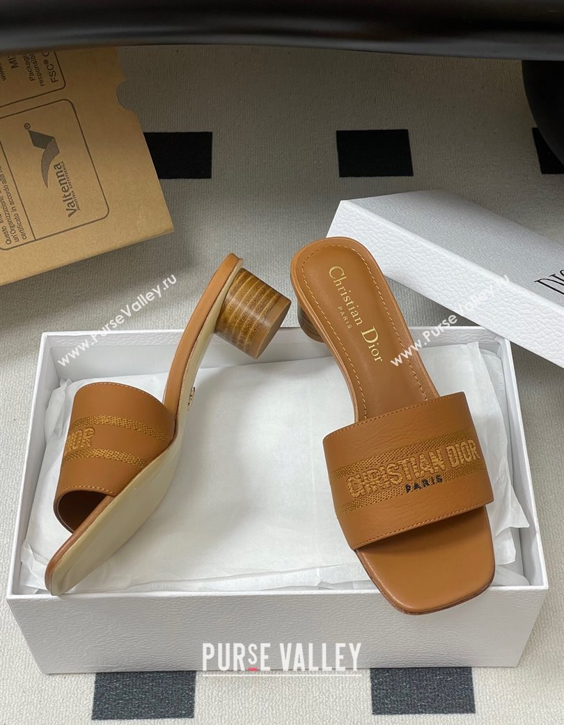 Dior Dway Heel Slides Sandal 4cm in Grained Calfskin Leather Brown 2025 S03W (MD-250822076)