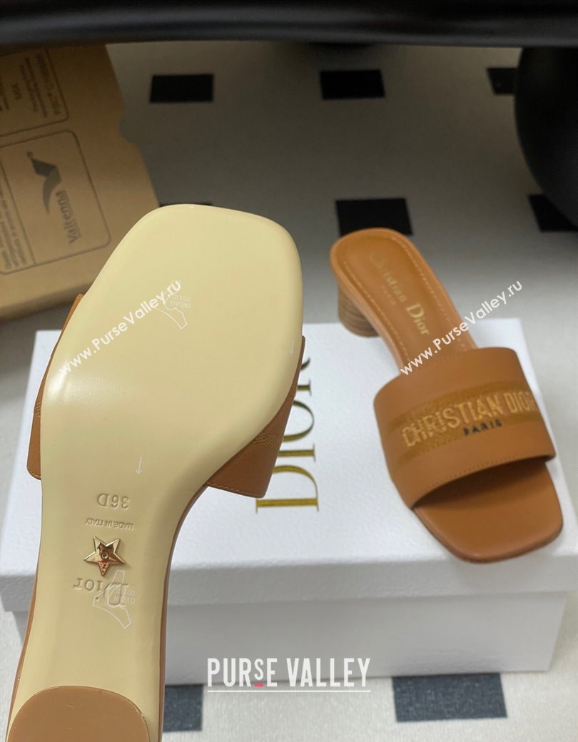Dior Dway Heel Slides Sandal 4cm in Grained Calfskin Leather Brown 2025 S03W (MD-250822076)
