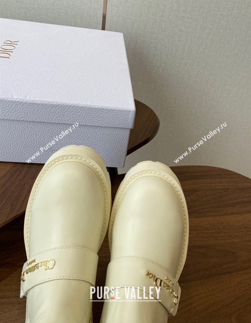Dior D-Quest Ankle Boots in Calfskin Leather White 2025 0822 (KL-250822056)