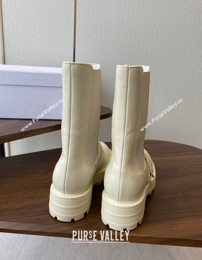 Dior D-Quest Ankle Boots in Calfskin Leather White 2025 0822 (KL-250822056)