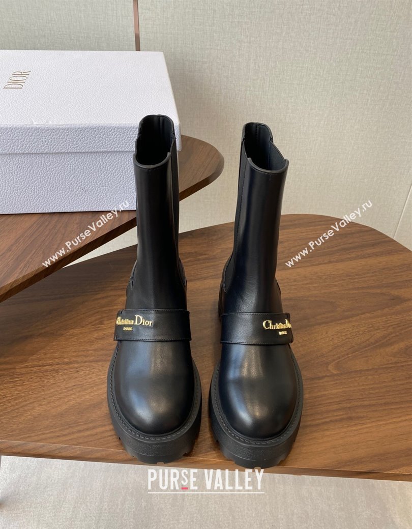 Dior D-Quest Ankle Boots in Calfskin Leather Black 2025 0822 (KL-250822057)