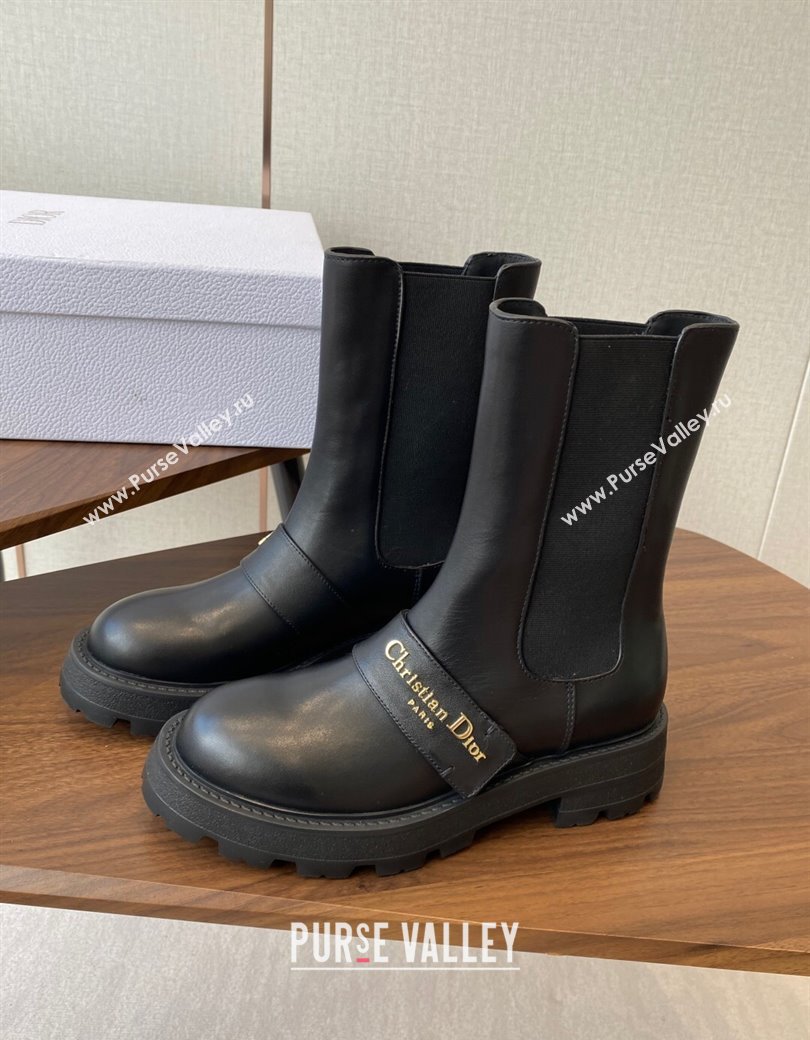 Dior D-Quest Ankle Boots in Calfskin Leather Black 2025 0822 (KL-250822057)