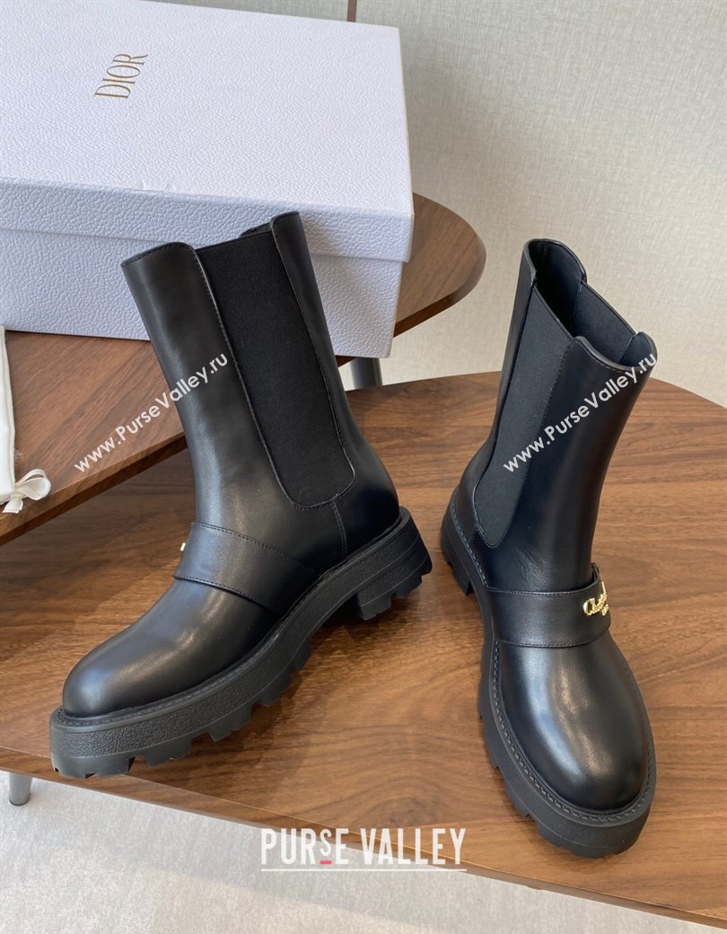 Dior D-Quest Ankle Boots in Calfskin Leather Black 2025 0822 (KL-250822057)
