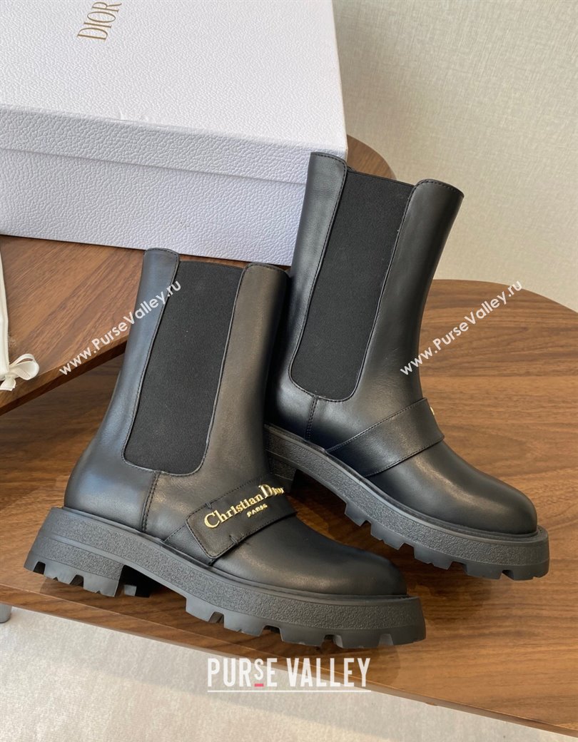 Dior D-Quest Ankle Boots in Calfskin Leather Black 2025 0822 (KL-250822057)
