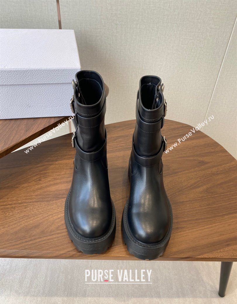 Dior D-Major Ankle Boots in Black Calfskin Leather with Zip and Buckle 2025 DR082104 (KL-250822063)