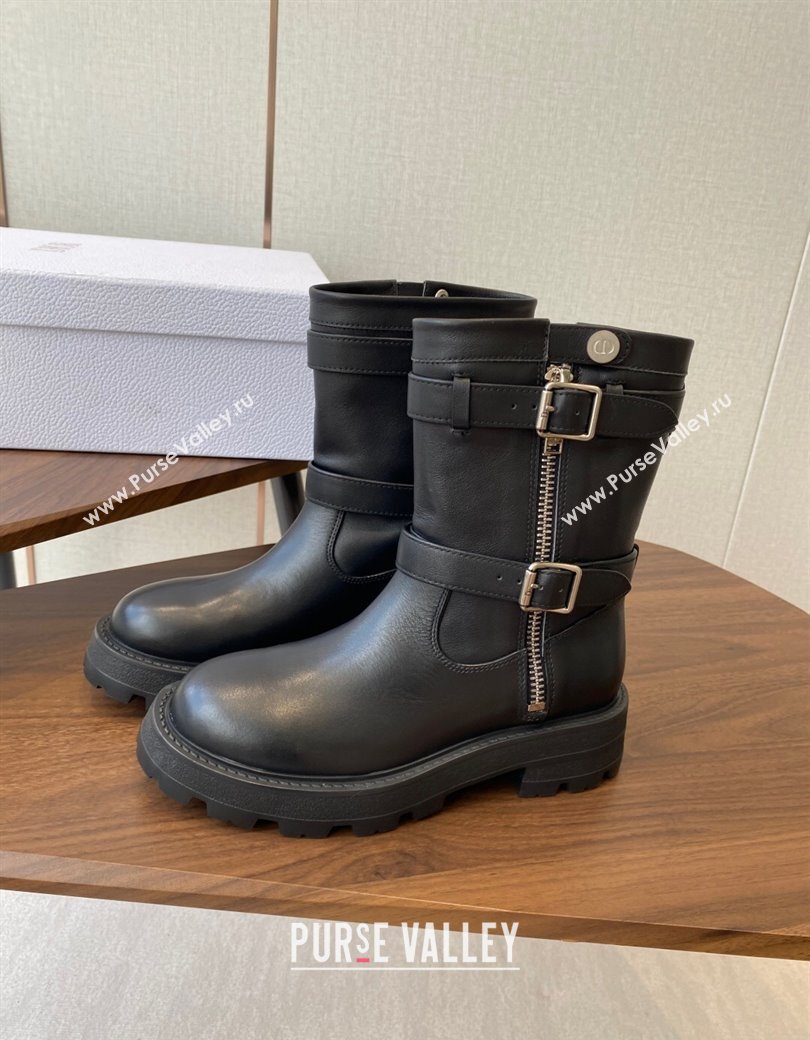 Dior D-Major Ankle Boots in Black Calfskin Leather with Zip and Buckle 2025 DR082104 (KL-250822063)