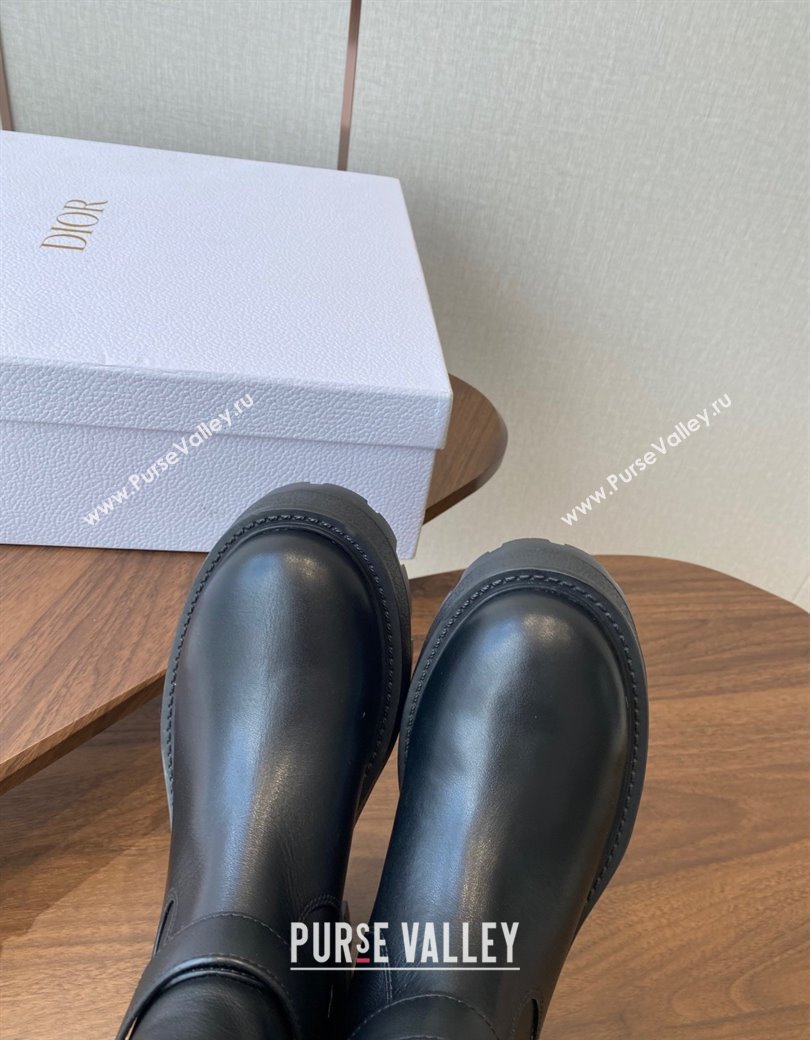 Dior D-Major Ankle Boots in Black Calfskin Leather with Zip and Buckle 2025 DR082104 (KL-250822063)