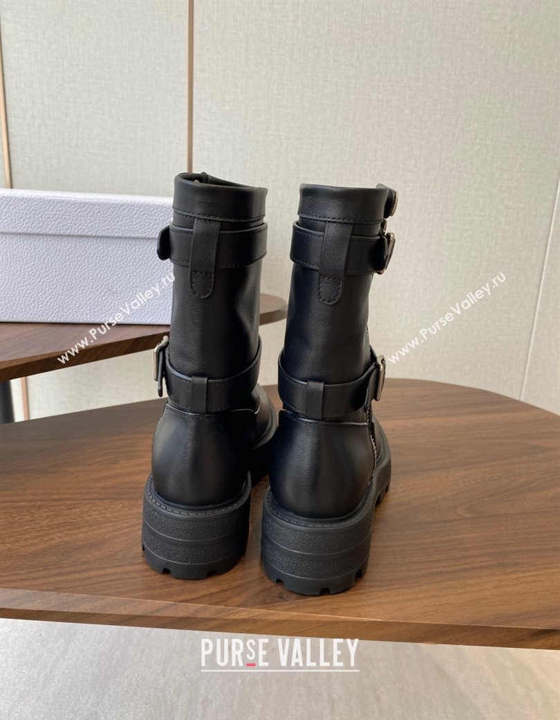 Dior D-Major Ankle Boots in Black Calfskin Leather with Zip and Buckle 2025 DR082104 (KL-250822063)